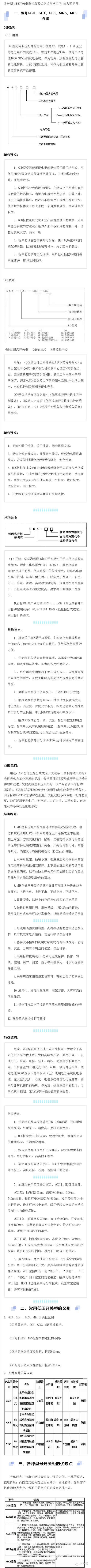 低電壓開關(guān)柜每個型號概述、用途、優(yōu)點和缺點
